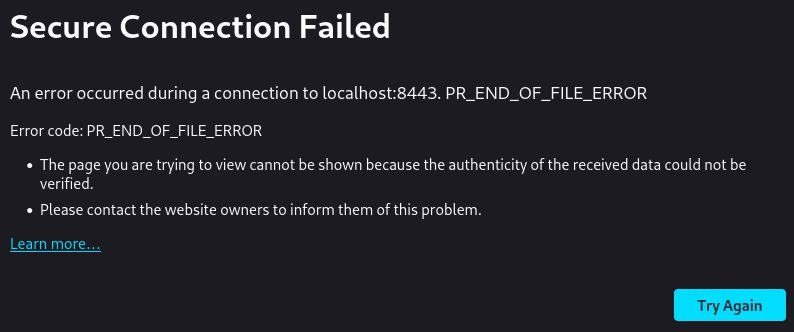 Firefox PR_END_OF_FILE_ERROR message